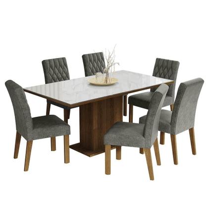Imagem de Conjunto Mesa de Jantar 6 lugares Tampo de Vidro Geórgia Madesa