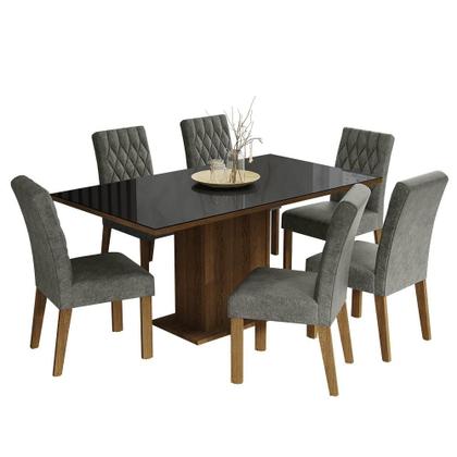 Imagem de Conjunto Mesa de Jantar 6 lugares Tampo de Vidro Geórgia Madesa