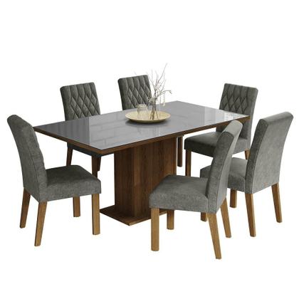 Imagem de Conjunto Mesa de Jantar 6 lugares Tampo de Vidro Geórgia Madesa