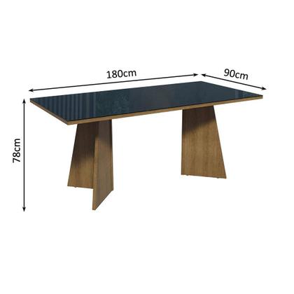 Conjunto Mesa de Jantar 6 Lugares Tampo de Vidro Valerie Madesa Imagem de Conjunto Mesa de Jantar 6 Lugares Tampo de Vidro Valerie Madesa