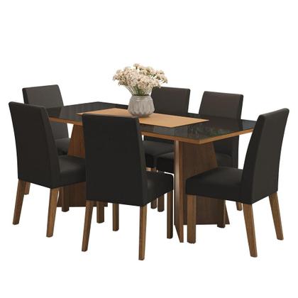 Conjunto Mesa de Jantar 6 Lugares Tampo de Vidro Valerie Madesa Imagem de Conjunto Mesa de Jantar 6 Lugares Tampo de Vidro Valerie Madesa