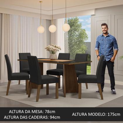 Conjunto Mesa de Jantar 6 Lugares Tampo de Vidro Valerie Madesa Imagem de Conjunto Mesa de Jantar 6 Lugares Tampo de Vidro Valerie Madesa