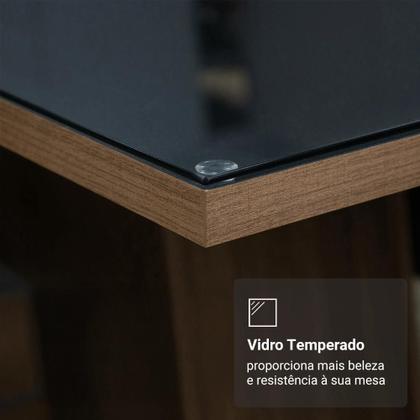Conjunto Mesa de Jantar 6 Lugares Tampo de Vidro Valerie Madesa Imagem de Conjunto Mesa de Jantar 6 Lugares Tampo de Vidro Valerie Madesa