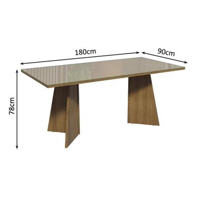 Conjunto Mesa de Jantar 6 Lugares Tampo de Vidro Valerie Madesa Imagem de Conjunto Mesa de Jantar 6 Lugares Tampo de Vidro Valerie Madesa