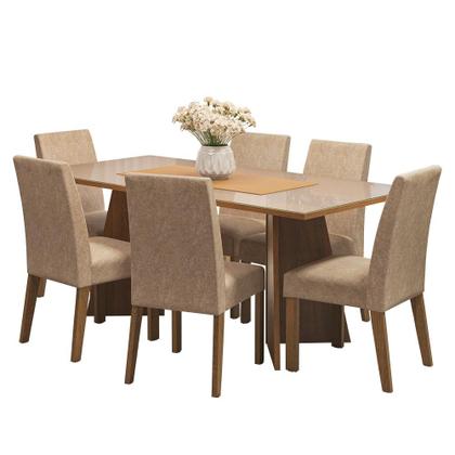 Conjunto Mesa de Jantar 6 Lugares Tampo de Vidro Valerie Madesa Imagem de Conjunto Mesa de Jantar 6 Lugares Tampo de Vidro Valerie Madesa