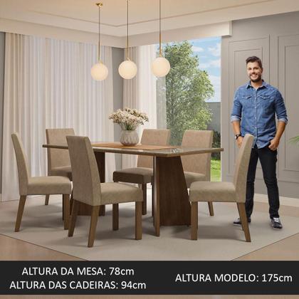 Conjunto Mesa de Jantar 6 Lugares Tampo de Vidro Valerie Madesa Imagem de Conjunto Mesa de Jantar 6 Lugares Tampo de Vidro Valerie Madesa