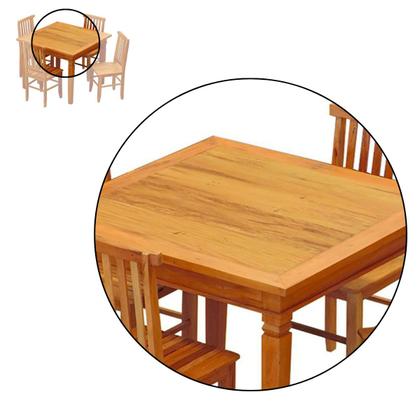 Imagem de Conjunto Mesa de Jantar 80x80cm Com 4 Cadeiras Mineira Madeira Maciça Natural