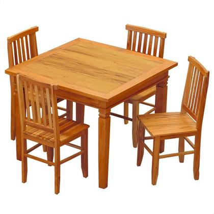 Imagem de Conjunto Mesa de Jantar 80x80cm Com 4 Cadeiras Mineira Madeira Maciça Natural