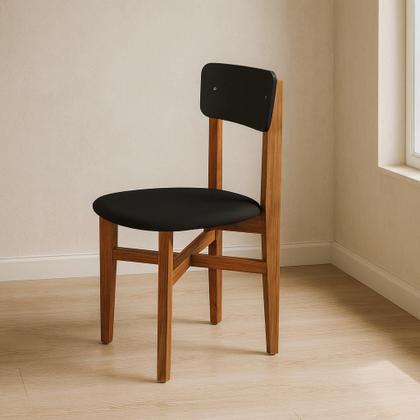 Imagem de Conjunto Mesa de Jantar Base Madeira Maciça com 4 Cadeiras Elisa Ideal para Apartamenteo 90x90 Preto