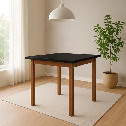 Imagem de Conjunto Mesa de Jantar Base Madeira Maciça com 4 Cadeiras Elisa Ideal para Apartamenteo 90x90 Preto