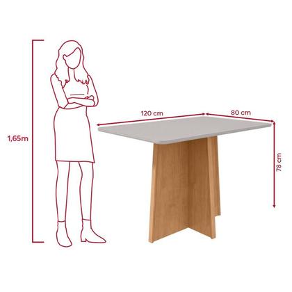 Imagem de Conjunto Mesa de jantar Celebrare 1,20 com vidro e 4 Cadeiras Apogeu Tecido Suede Animale Bege Amendoa Clean / off White