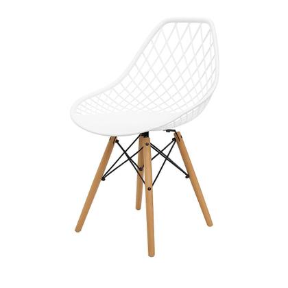 Imagem de Conjunto Mesa de Jantar Chanfrada Preta Eames 90cm com 4 Cadeiras Branca Kaila DSW - La Mobilia