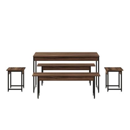 Imagem de Conjunto Mesa de Jantar com 2 Bancos 2 Banquetas Estilo Industrial Active Yescasa