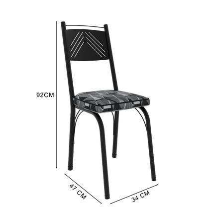 Imagem de Conjunto Mesa de Jantar com 4 Cadeiras 151 Malva Tampo Vidro 107cm SF Preto Assento Mosaico Silver - Combo Stock