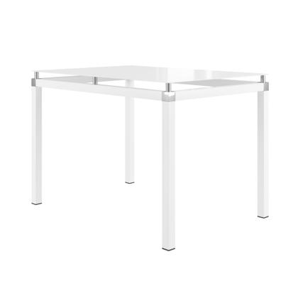 Imagem de Conjunto Mesa de Jantar com 4 Cadeiras 166 Malva Tampo Vidro 107cm Branco Assento Mosaico Silver - Combo Stock