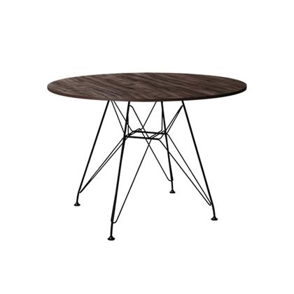 Imagem de Conjunto Mesa de Jantar Eames Eiffel Redonda 90cm Amêndoa com 4 Poltronas Pretas Ferro Preto
