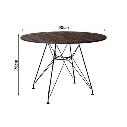 Imagem de Conjunto Mesa de Jantar Eames Eiffel Redonda 90cm Amêndoa com 4 Poltronas Pretas Ferro Preto