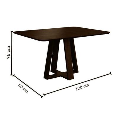 Imagem de Conjunto Mesa de Jantar em Madeira Frame 120x80cm com 4 Cadeiras Tec Algodão Bege Nogueira