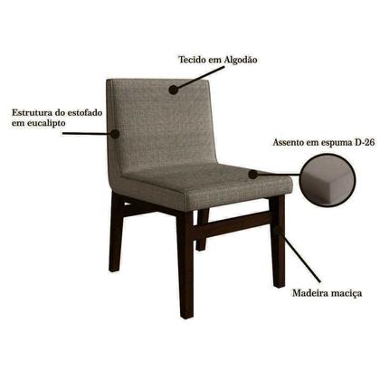 Imagem de Conjunto Mesa de Jantar em Madeira Frame 120x80cm com 4 Cadeiras Tec Algodão Bege Nogueira
