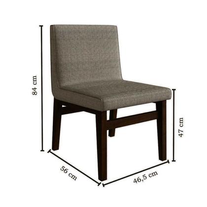 Imagem de Conjunto Mesa de Jantar em Madeira Frame 120x80cm com 4 Cadeiras Tec Algodão Bege Nogueira