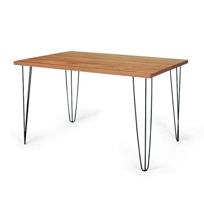 Imagem de Conjunto Mesa de Jantar Hairpin 130x80 Natural com 4 Cadeiras Eames Eiffel - Preto