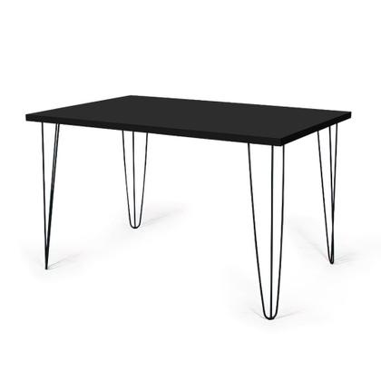Imagem de Conjunto Mesa de Jantar Hairpin 130x80 Preta com 6 Cadeiras Eiffel Leda - Preto