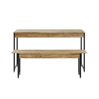 Imagem de Conjunto Mesa de Jantar Industrial com 1 Banco - Carvalho/Preto