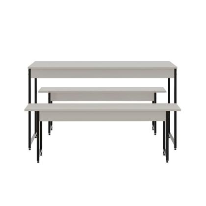 Imagem de Conjunto Mesa de Jantar Industrial com 2 Bancos - Branco/Preto