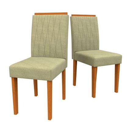 Imagem de Conjunto Mesa de Jantar Jasmin 1,80m Tampo de Madeira com Vidro Colado com 8 Cadeiras Ana Cor Off White Ypê WD25 New Ceval