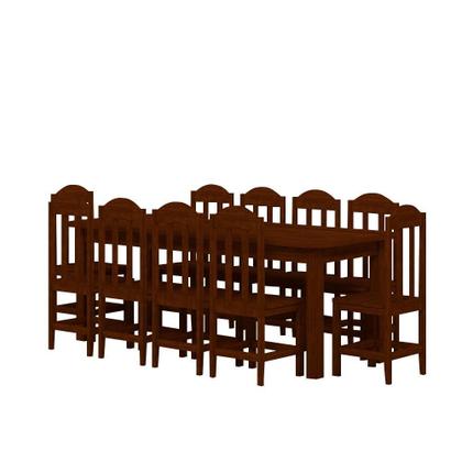 Conjunto Mesa De Jantar Madeira Maciça Safira Com 10 Lugares Castanho - Nemargi Imagem de Conjunto Mesa De Jantar Madeira Maciça Safira Com 10 Lugares Castanho