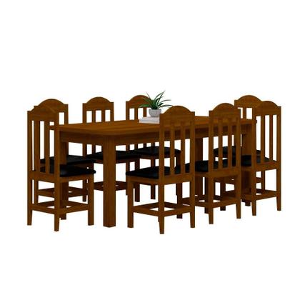 Imagem de Conjunto Mesa De Jantar Madeira Maciça Safira Com 8 Lugares Estofados Imbuia Shop JM