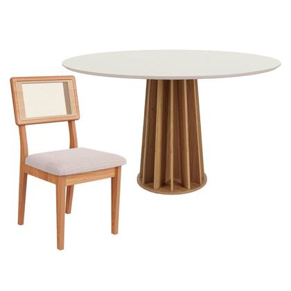 Imagem de Conjunto Mesa de Jantar MDF 1,15m + 4 Cadeiras em Tela