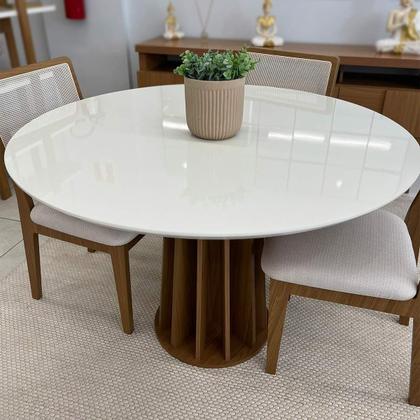 Imagem de Conjunto Mesa de Jantar MDF 1,15m + 4 Cadeiras em Tela