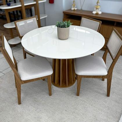 Imagem de Conjunto Mesa de Jantar MDF 1,15m + 4 Cadeiras em Tela