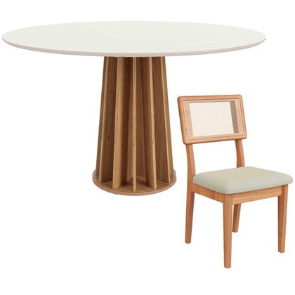Imagem de Conjunto Mesa de Jantar MDF 1,15m + 4 Cadeiras em Tela