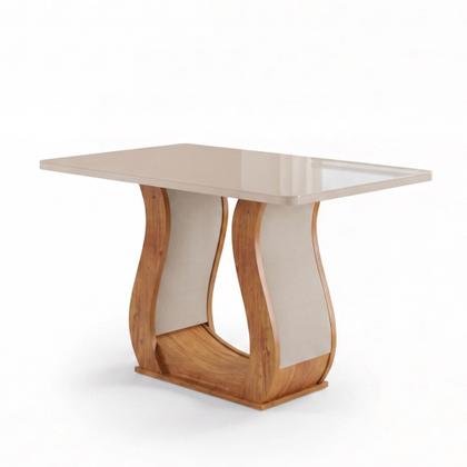Imagem de Conjunto Mesa de Jantar MDF/Vidro 4 Cadeiras Inspirare Yescasa Bege/Mel