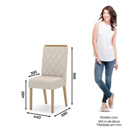 Imagem de Conjunto Mesa de Jantar Natalí com Vidro e 4 Cadeiras Nina Henn - Nature/Off White/Linho