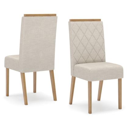 Imagem de Conjunto Mesa de Jantar Natalí com Vidro e 4 Cadeiras Nina Henn - Nature/Off White/Linho