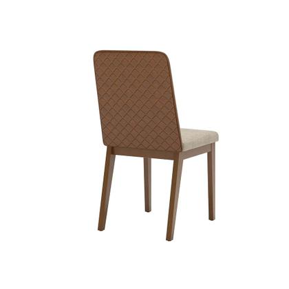 Imagem de Conjunto Mesa de Jantar Olivia com Vidro e 8 Cadeiras Pietra Henn - Nature/Corano Caramelo/Creme
