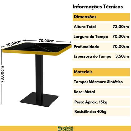 Imagem de Conjunto Mesa de Jantar Quadrada Venezia 70x70cm Preta com 2 Cadeiras Estofadas Marcela - Nude Escuro