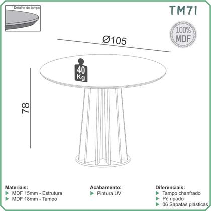 Imagem de Conjunto Mesa de Jantar Redonda 4 Cadeiras Encosto Tela 100% MDF Branco Bege Dalla Costa