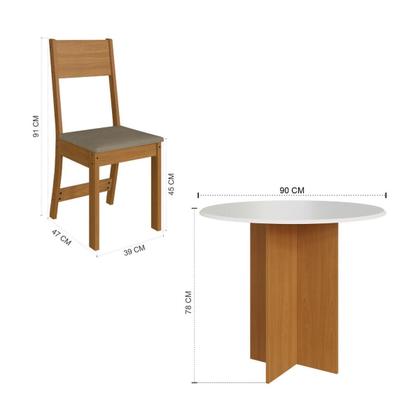 Imagem de Conjunto Mesa de Jantar Redonda 90cm com 4 Cadeiras Multimóveis CR50202