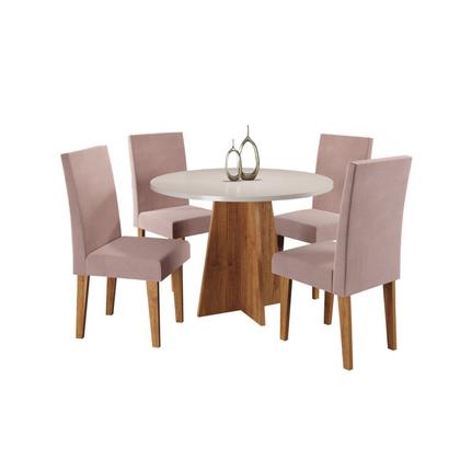 Imagem de Conjunto Mesa de Jantar Redonda 90cm Spirit com 4 Cadeiras Rosa/Mel/Blonde