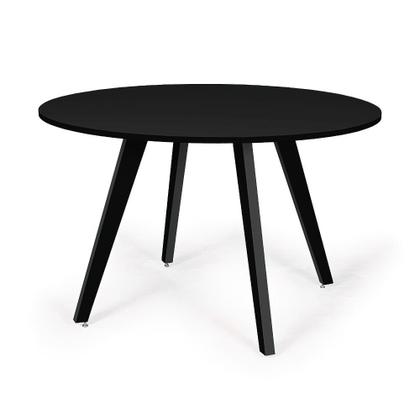 Imagem de Conjunto Mesa de Jantar Redonda Amanda Preta 120cm com 6 Cadeiras Eiffel Slim - Nude