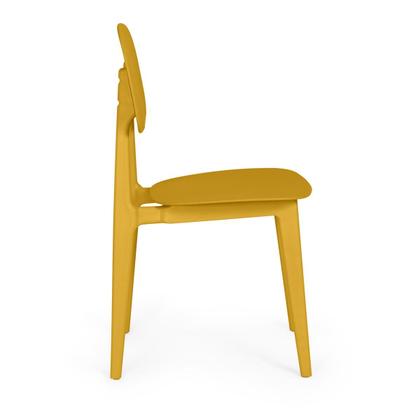 Imagem de Conjunto Mesa de Jantar Redonda Eiffel Branca 100cm com 4 Cadeiras Itália - Amarelo