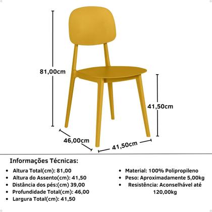 Imagem de Conjunto Mesa de Jantar Redonda Eiffel Branca 100cm com 4 Cadeiras Itália - Amarelo