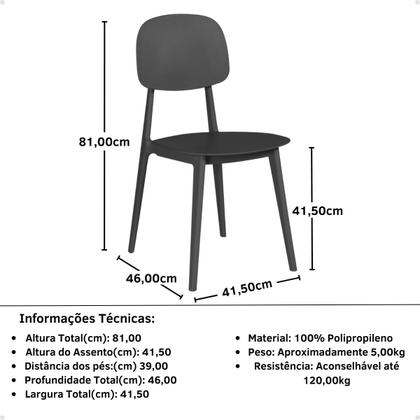 Imagem de Conjunto Mesa de Jantar Redonda Eiffel Branca 100cm com 4 Cadeiras Itália - Preto