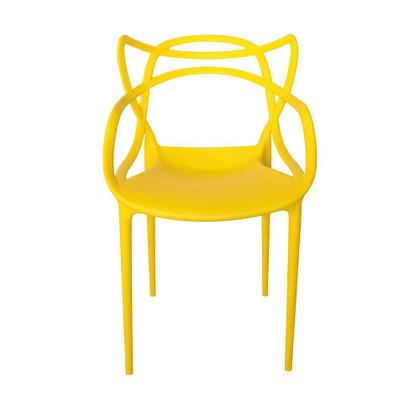Imagem de Conjunto Mesa de Jantar Redonda Eiffel Branca 120cm com 4 Cadeiras Allegra - Amarelo
