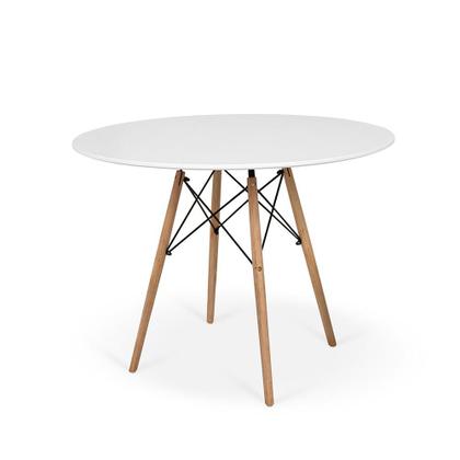 Imagem de Conjunto Mesa de Jantar Redonda Eiffel Branca 120cm com 4 Cadeiras Allegra - Azul