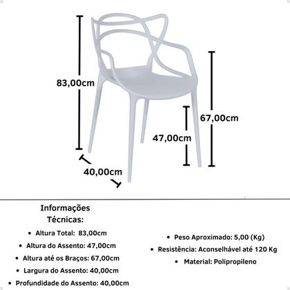 Imagem de Conjunto Mesa de Jantar Redonda Eiffel Branca 120cm com 4 Cadeiras Allegra - Cinza